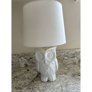 Jimco White Ceramic Owl Table Lamp With‎ White Shade Nursery Kids Chic Modern